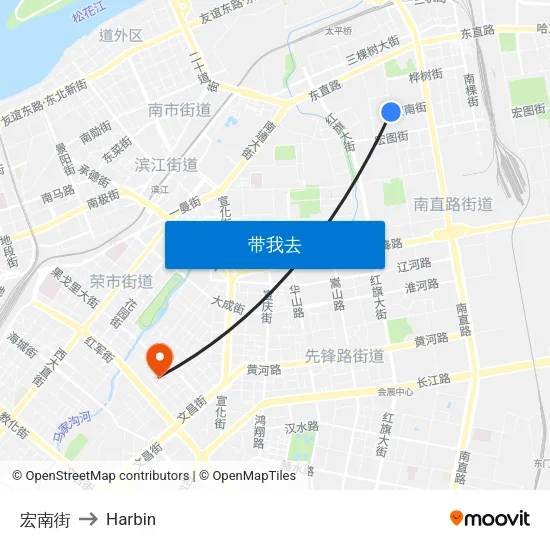 宏南街 to Harbin map