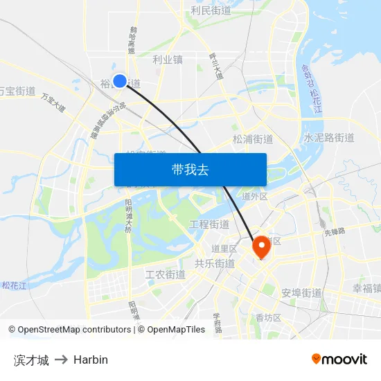 滨才城 to Harbin map