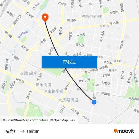 东光厂 to Harbin map