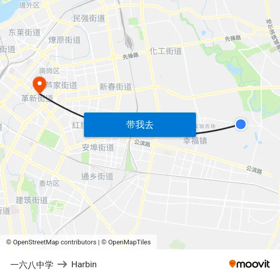 一六八中学 to Harbin map