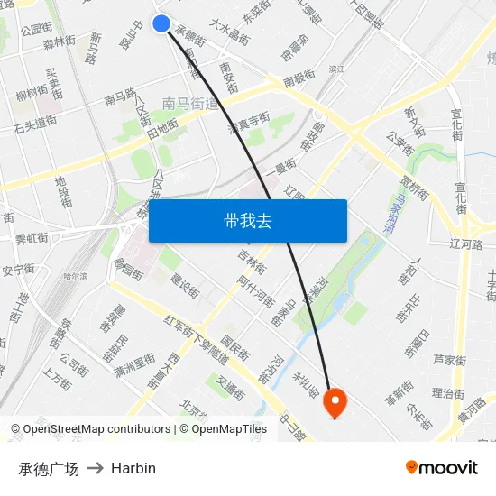 承德广场 to Harbin map