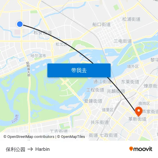 保利公园 to Harbin map