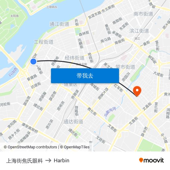 上海街焦氏眼科 to Harbin map