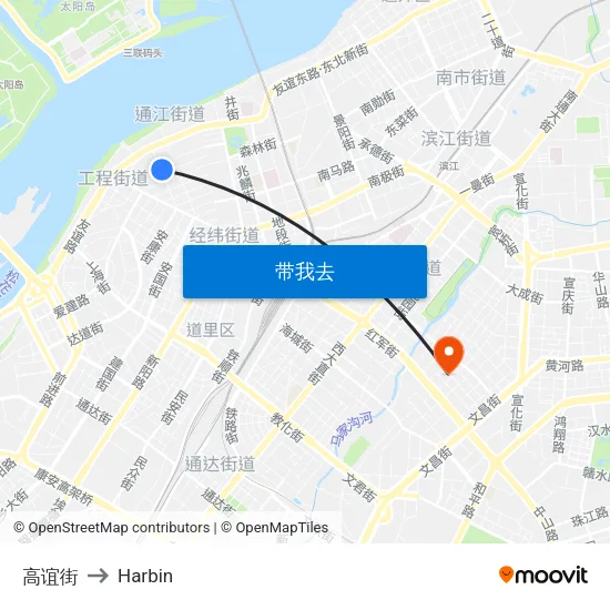 高谊街 to Harbin map