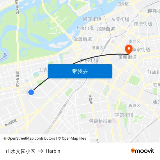 山水文园小区 to Harbin map
