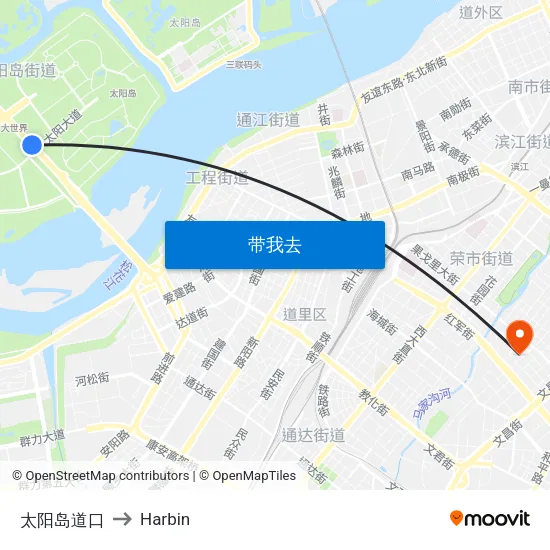太阳岛道口 to Harbin map