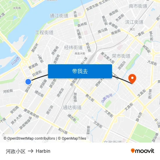 河政小区 to Harbin map