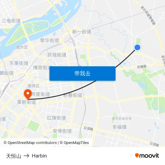 天恒山 to Harbin map