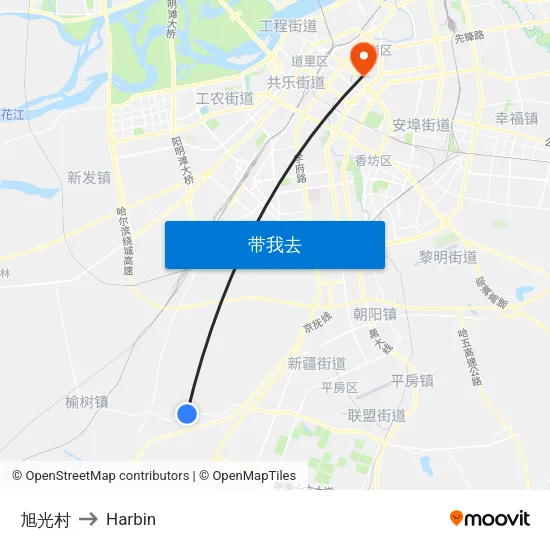 旭光村 to Harbin map