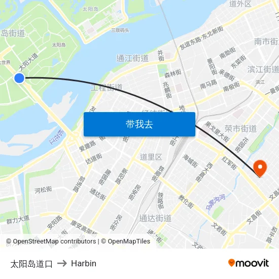 太阳岛道口 to Harbin map