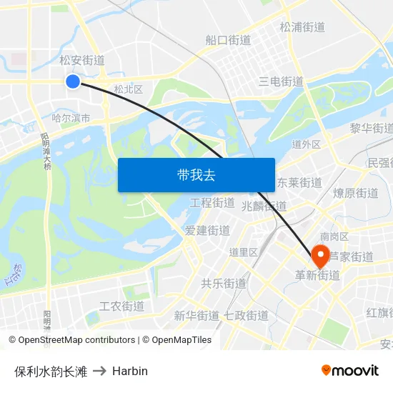 保利水韵长滩 to Harbin map