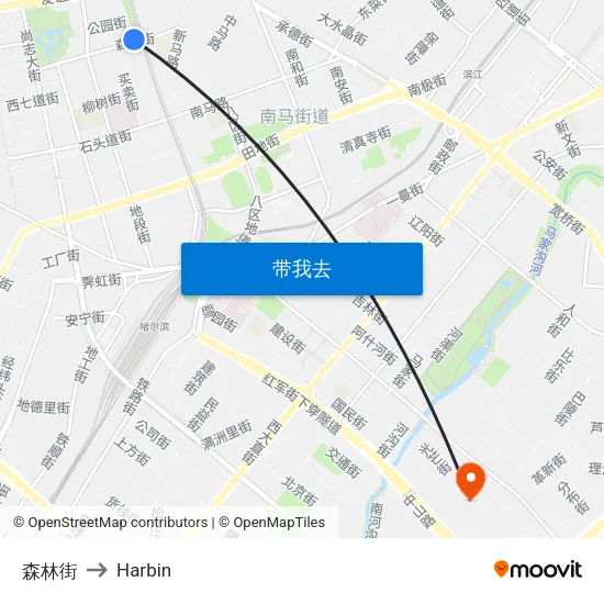 森林街 to Harbin map