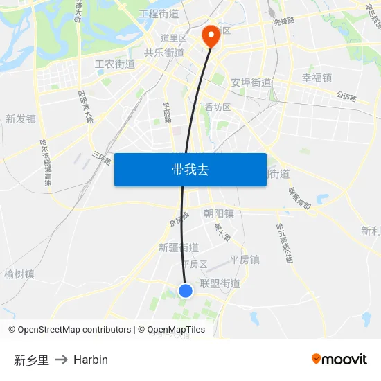 新乡里 to Harbin map