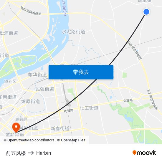 前五凤楼 to Harbin map