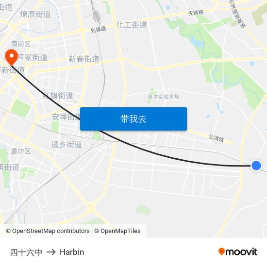 四十六中 to Harbin map