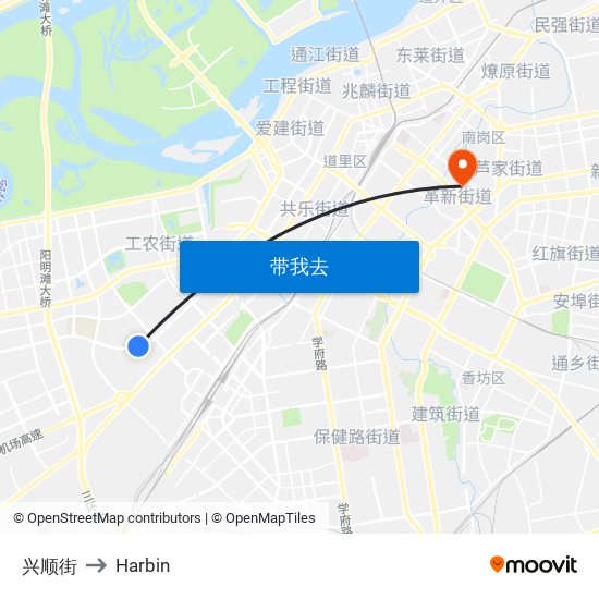 兴顺街 to Harbin map