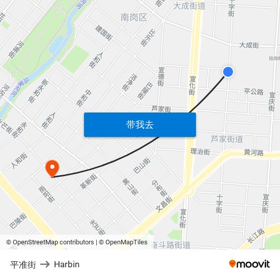 平准街 to Harbin map