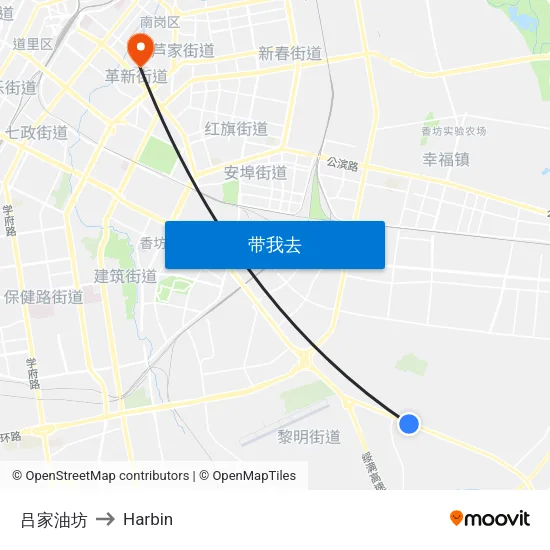 吕家油坊 to Harbin map