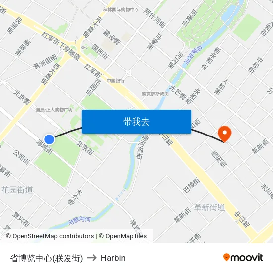 省博览中心(联发街) to Harbin map