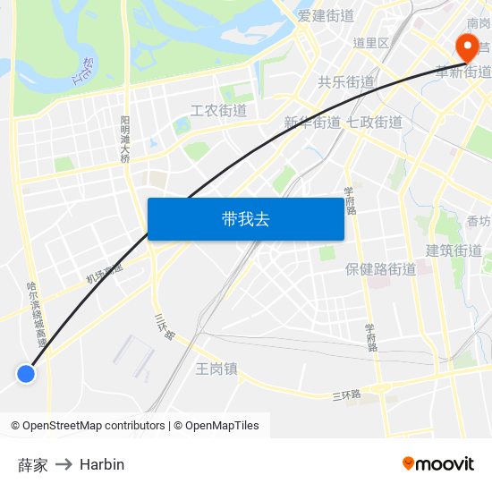 薛家 to Harbin map