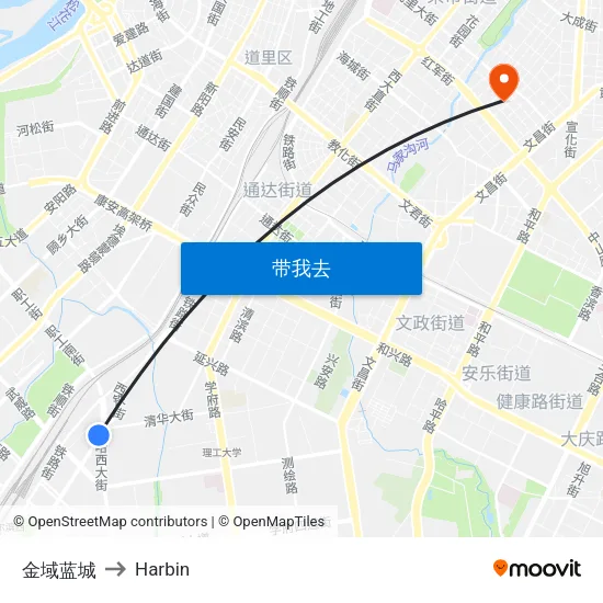 金域蓝城 to Harbin map