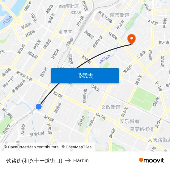 铁路街(和兴十一道街口) to Harbin map