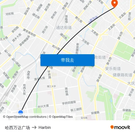 哈西万达广场 to Harbin map