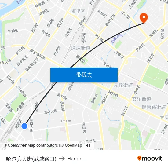 哈尔滨大街(武威路口) to Harbin map