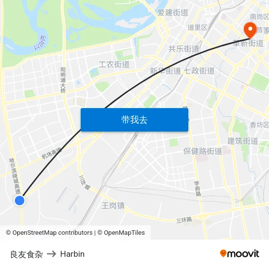 良友食杂 to Harbin map