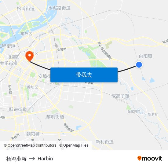 杨鸿业桥 to Harbin map