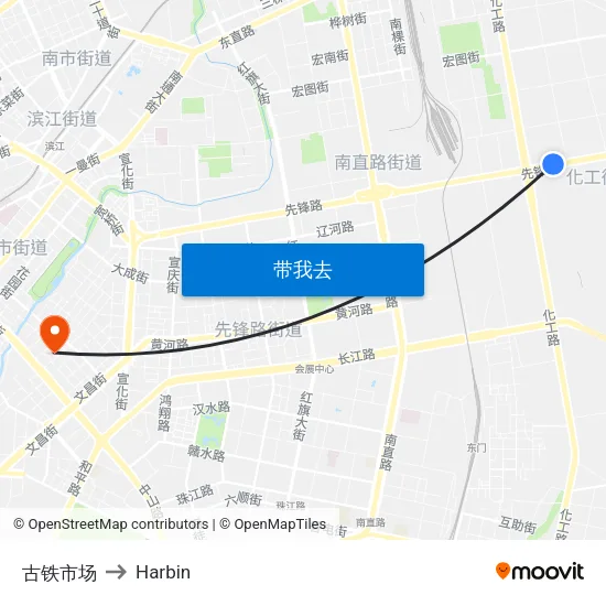 古铁市场 to Harbin map