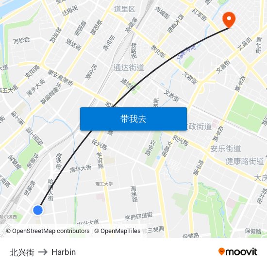 北兴街 to Harbin map