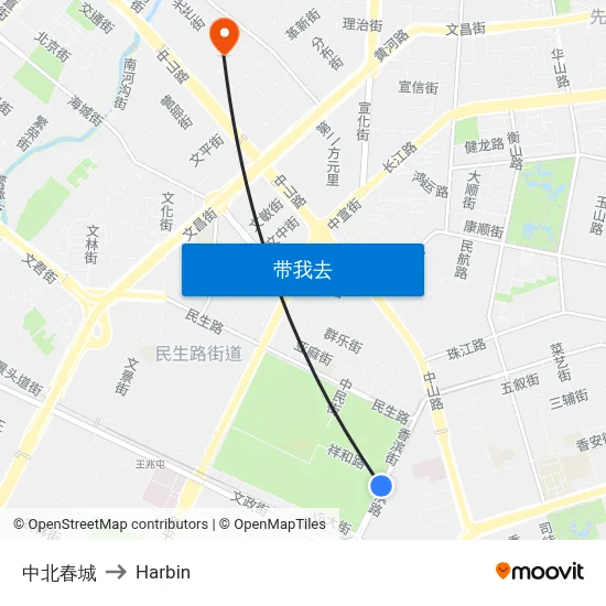 中北春城 to Harbin map