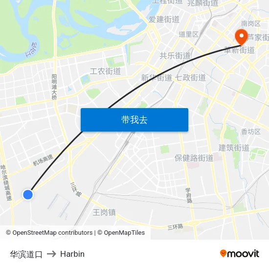 华滨道口 to Harbin map