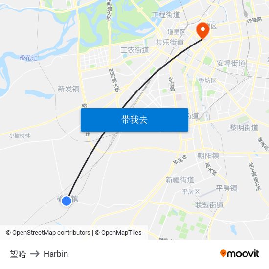 望哈 to Harbin map