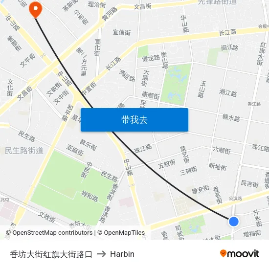 香坊大街红旗大街路口 to Harbin map