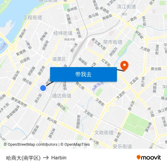 哈商大(南学区) to Harbin map