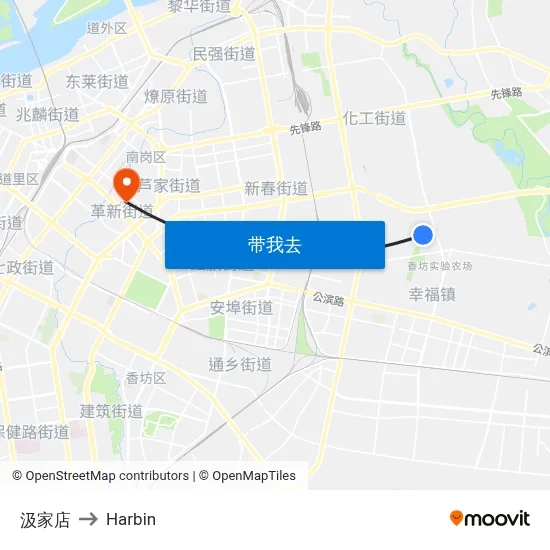 汲家店 to Harbin map