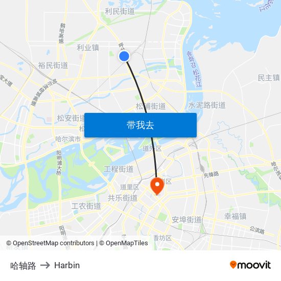 哈轴路 to Harbin map