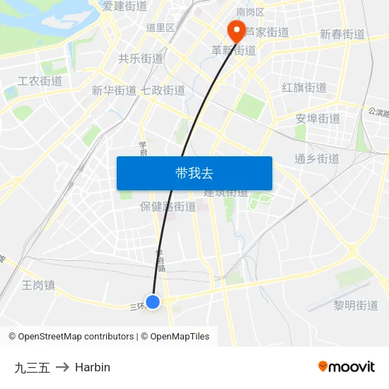 九三五 to Harbin map