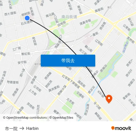 市一院 to Harbin map