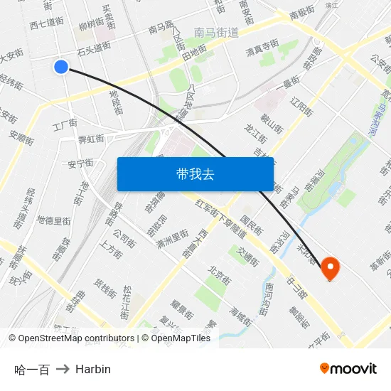 哈一百 to Harbin map