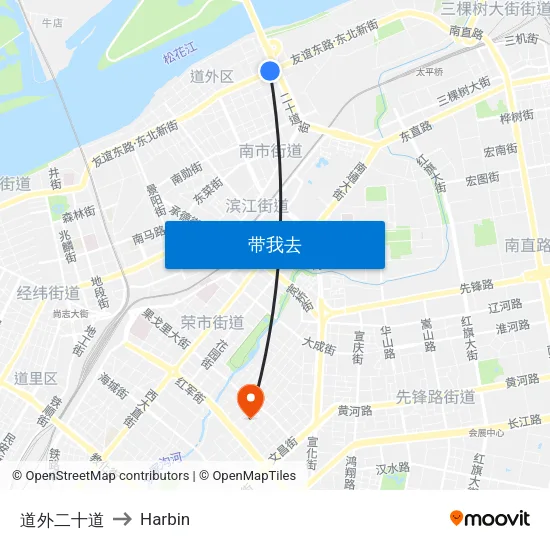 道外二十道 to Harbin map