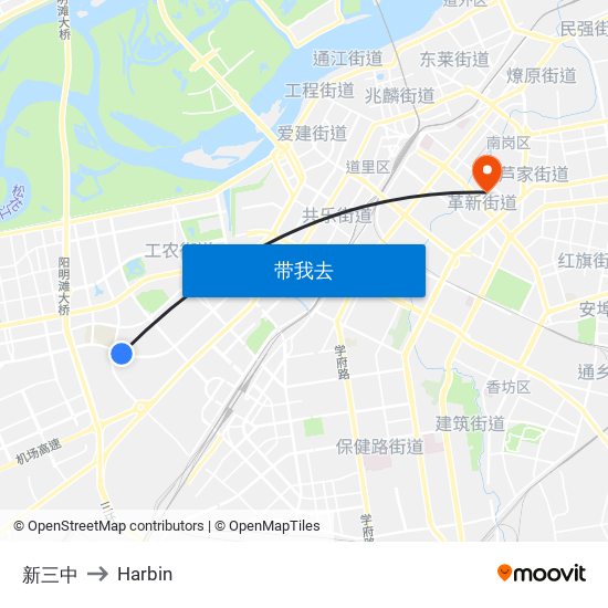 新三中 to Harbin map