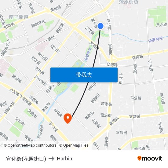 宣化街(花园街口) to Harbin map