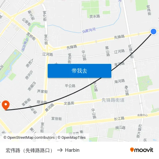 宏伟路（先锋路路口） to Harbin map