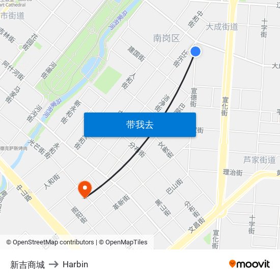 新吉商城 to Harbin map