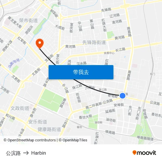 公滨路 to Harbin map