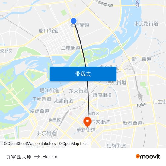 九零四大厦 to Harbin map