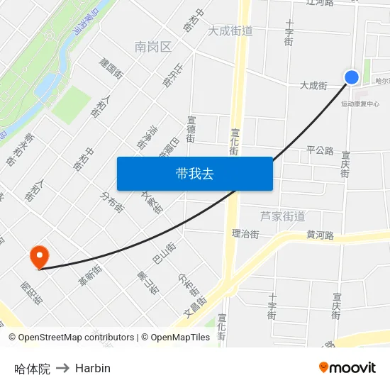 哈体院 to Harbin map